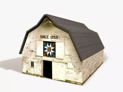 Medieval Wooden Barn  Low-poly 3D model