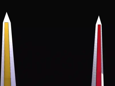 Two platinum swords - red and gold Low-poly 3D model