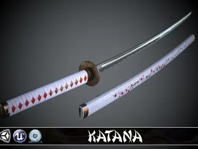 Katana Sakura - model and textures  Low-poly 3D model