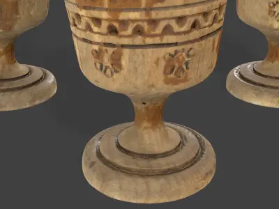 Antique Wooden Goblet Low-poly 3D model