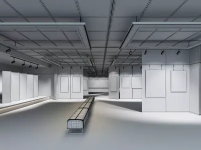 low poly gallery hall Low-poly 3D model