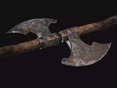 Old Axe Rusty Melee weapon Low-poly 3D model