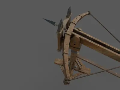 Ballista Low-poly 3D model wooden crane Low-poly 3D model