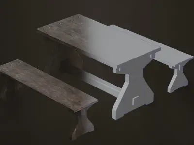 Medieval Dining Table Free low-poly 3D model