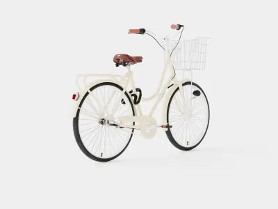 Cream Bicycle Low-poly 3D model