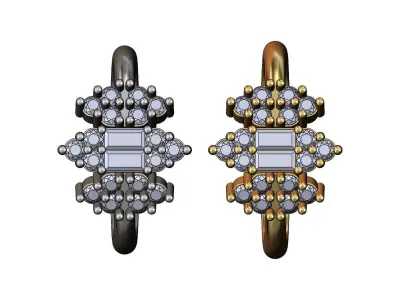Antique clusters diamond baguette ring Us sizes 7 8 3D print model