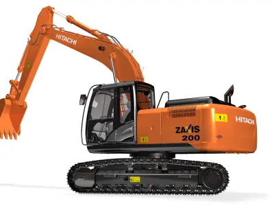 Rigged Hitachi ZX200 Hitachi ZX-5 Series Hydraulic Excavator 3D model