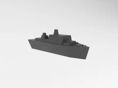 Cartoon Simple Warship v1 001 Low-poly 3D model