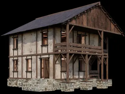Medieval Houses 12 - 4K Textures Game Ready Low-poly 3D model