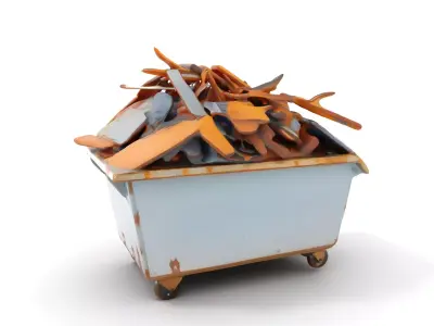 Industrial Waste Dumpster with Scrap Wood Model Pack Low-poly 3D model