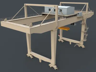 PBR Rail Mounted Gantry Crane RMG V2 - White Low-poly 3D model