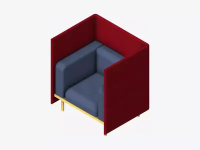 Furniture - Sofa - Contemporary - Flame - Chair Low-poly 3D model