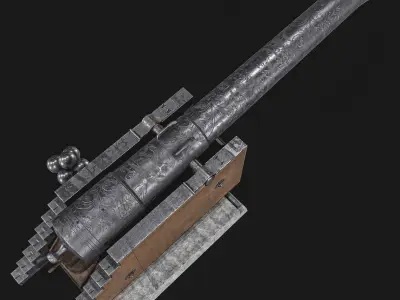 Fortress Cannon Low-poly 3D model