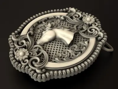 Gothic Horse Head Belt Buckle 3D print model