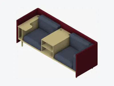 Sofa - Contemporary - Flame - Medium - Central Shelf Work Shelf Low-poly 3D model