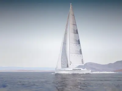 Mid size sailing yacht 3D model