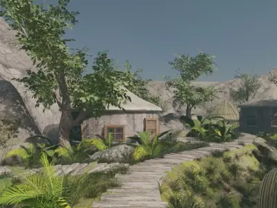 Tranquil Village Landscape 3D model