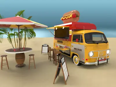 Mobile hotdog cafe 3D model