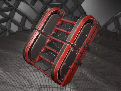Sci-Fi Stairs - 30 - Red Version Low-poly 3D model