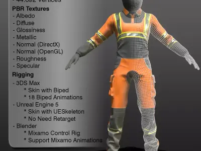 Welder Worker Suit Low-poly 3D model