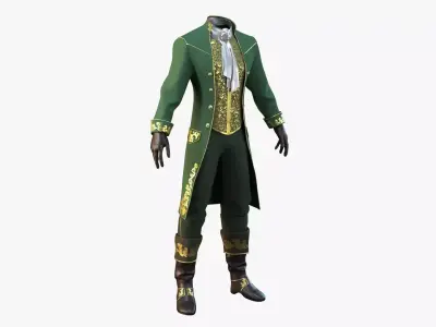 Green Vintage Clothing Men Suit Low-poly 3D model