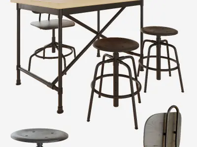 KULLABERG desk and chairs 3D model