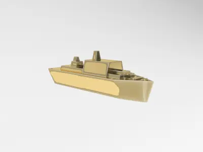 Cartoon Simple Warship v1 012 Low-poly 3D model
