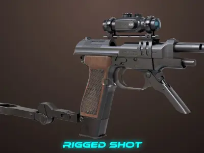 9 pistol Rigged Collection 02 All PBR Unity UE Textures 3D Model Pack
