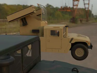 humvee military vehicle with two missiles Free 3D model