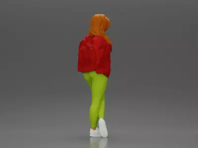 woman standing stylishly hands in pockets striking pose 3D print model