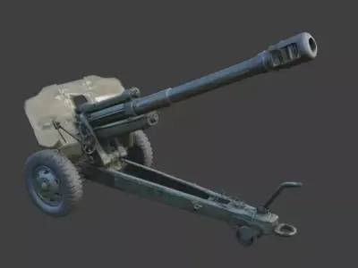  Field Howitzer Model Low-poly 3D model