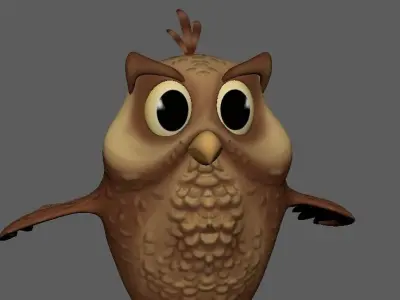 Cartoon Cute Owl Character 3D Model Low-poly 3D model