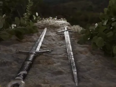 medieval sword Low-poly 3D model 16