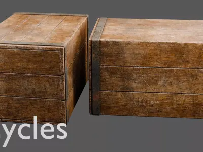 Dirty Old Wooden Crate  Low-poly 3D model