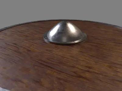 Round wooden shield game ready Low-poly 3D model