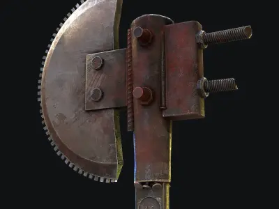 Steampunk Axe Low-poly 3D model