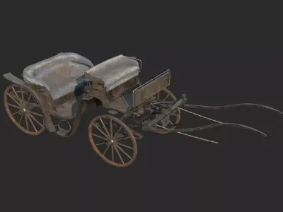 around the 17th century horse-drawn carriages 3D model
