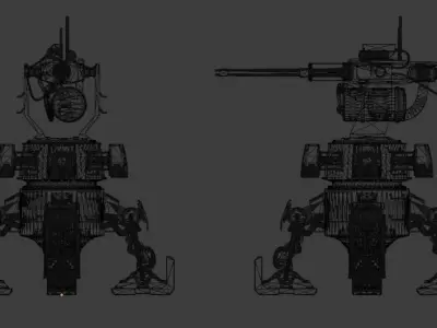 Sci Fi Turret Machine Gun Low-poly 3D model