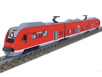 Voxel Regional Train Low-poly 3D model