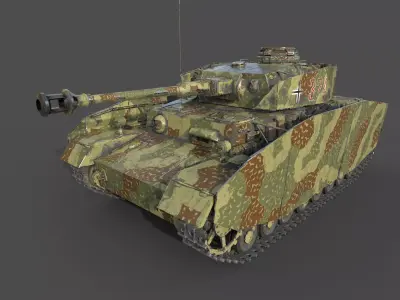 Panzer IV H medium tank Low-poly 3D model