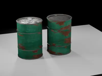Game ready Oil barrel Free low-poly 3D model