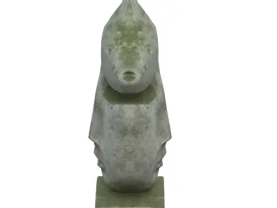 Fish face stone statues Low-poly 3D model