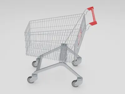 Shopping cart 3D model 2