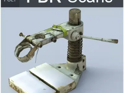 Fastening Low Poly old machine with screw Low-poly 3D model