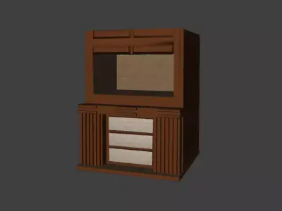 wooden TV case Low-poly 3D model