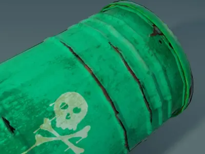 Green barrel Low-poly 3D model
