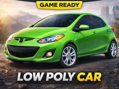 Low Poly Hatchback Car  Game Ready PBR Vehicle Low-poly 3D model