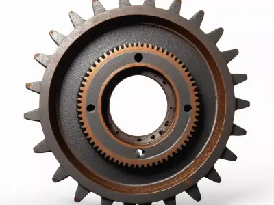 Industrial Gear Assembly Rusty Metal 3D model