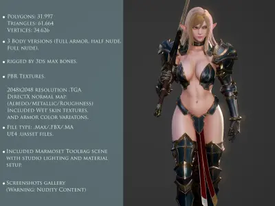 Elf Swordmaster - Game Ready 3D model