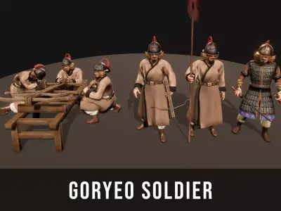 Korea Goryeo Soldier Low-poly 3D model